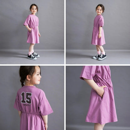 日本童裝 Branshes 後背Logo收腰連身裙 100-150cm 女童款 夏季 DRESSES