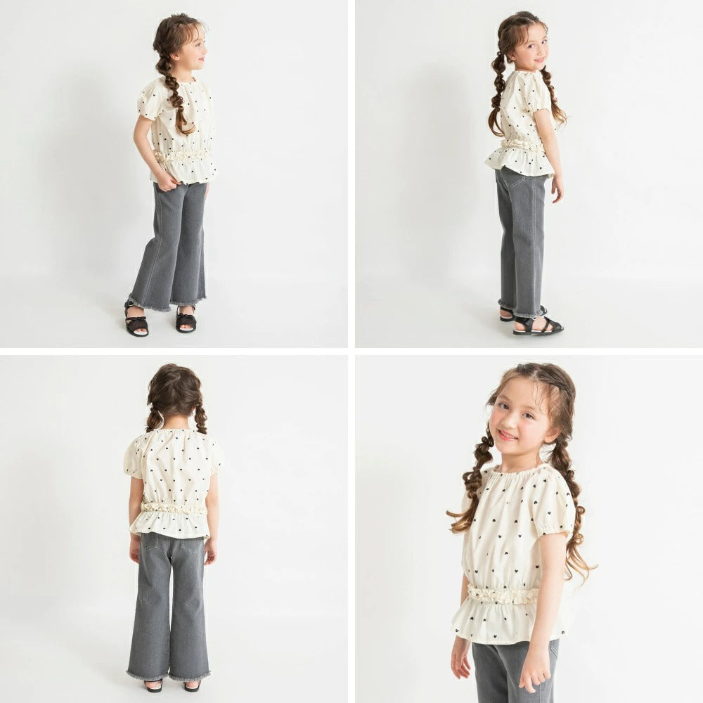 日本童裝 Branshes 束腰短袖上衣 80-130cm 女童款 夏季 TOPS