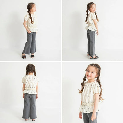 日本童裝 Branshes 束腰短袖上衣 80-130cm 女童款 夏季 TOPS