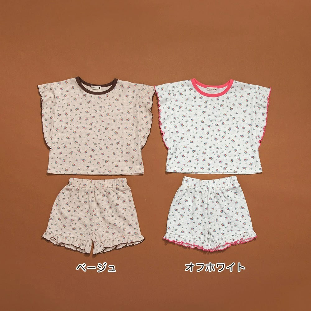 日本童裝 Branshes x りぃー 小碎花華夫格套裝 80-130cm 女童款 夏季 TOPS PANTS