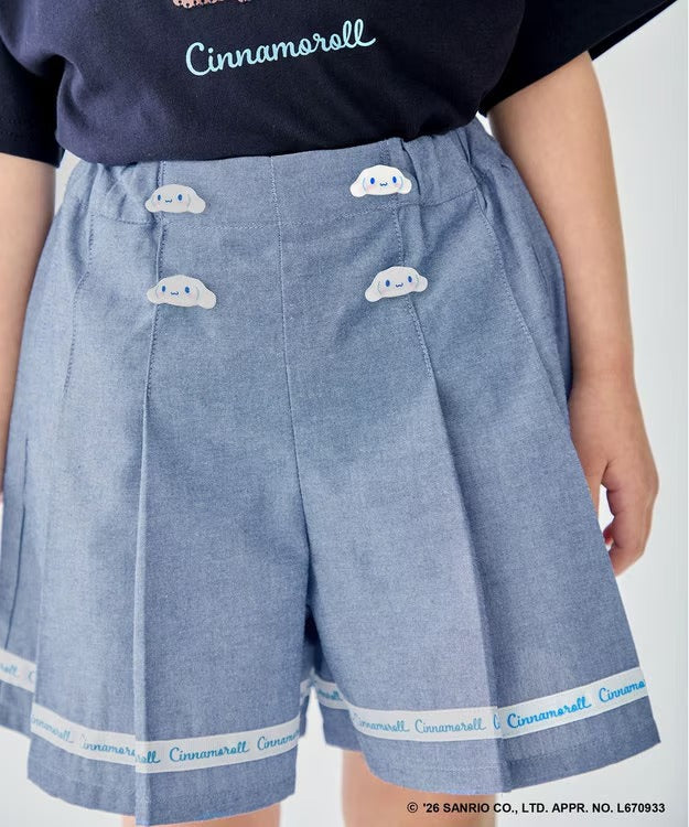 日本童裝 aF#a325 x Sanrio 圓弧鈕扣短褲 100-150cm 女童款 夏季 PANTS