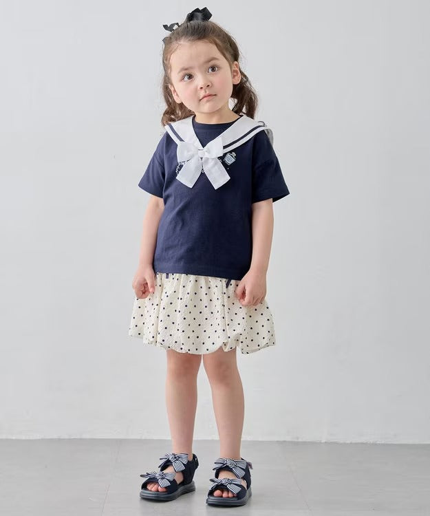 日本童裝 aF#a325 接觸冷感 2Way 水手領上衣 110-150cm 女童款 夏季 TOPS