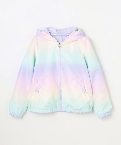 日本童裝 aF#a325 2Way 防水系列 雙面兩著 帽可拆 花邊風褸 100-150cm 女童款 春季 OUTERWEAR