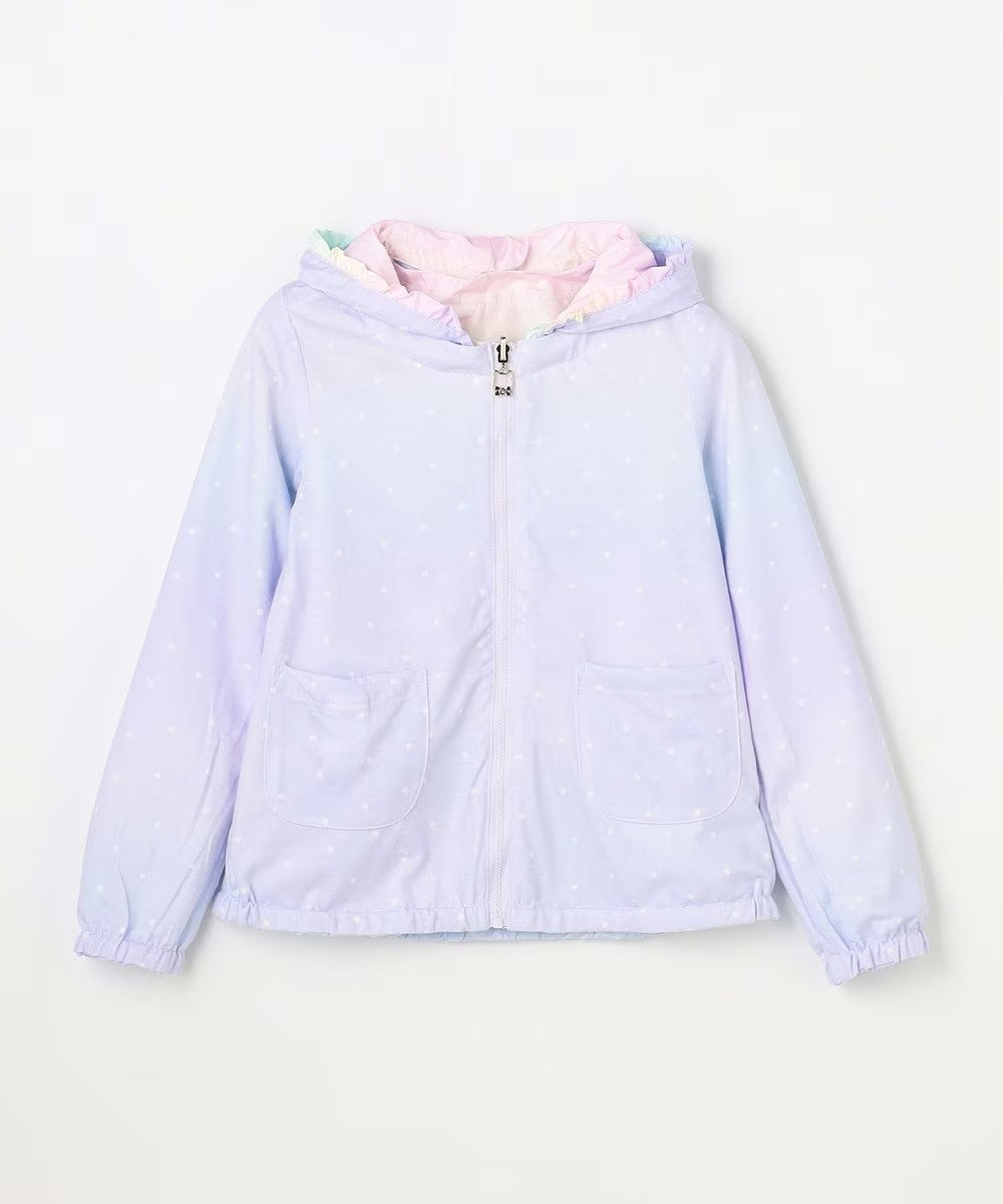 日本童裝 aF#a325 2Way 防水系列 雙面兩著 帽可拆 花邊風褸 100-150cm 女童款 春季 OUTERWEAR