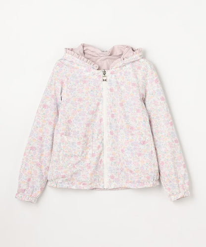 日本童裝 aF#a325 2Way 防水系列 雙面兩著 帽可拆 花邊風褸 100-150cm 女童款 春季 OUTERWEAR