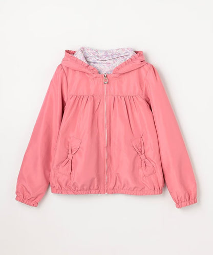 日本童裝 aF#a325 2Way 防水系列 雙面兩著 帽可拆 花邊風褸 100-150cm 女童款 春季 OUTERWEAR