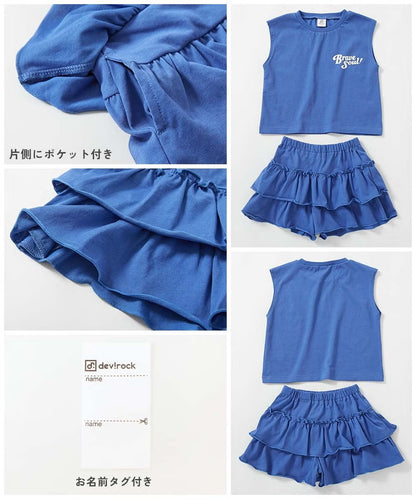 日本童裝 dev!rock 吸汗速乾 接觸冷感涼感 背心裙褲兩件套裝 100-160cm 女童款 夏季 TOPS PANTS