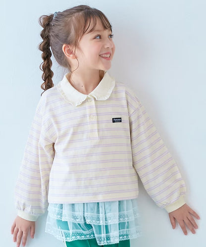 日本童裝 dev!rock 間條polo上衣 100-160cm 女童款 秋季 TOPS