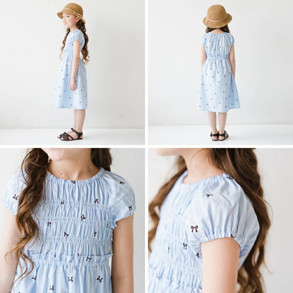 日本童裝 Branshes 短袖皺褶連身裙 80-150cm 女童款 夏季 DRESSES