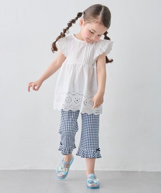 日本童裝 aF#a325 接觸冷感 花邊七分褲 90-140cm 女童款 夏季 PANTS