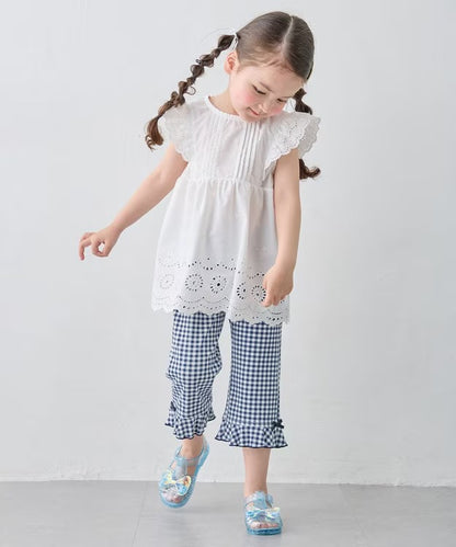 日本童裝 aF#a325 接觸冷感 花邊七分褲 90-140cm 女童款 夏季 PANTS