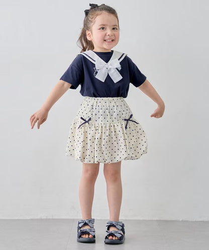 日本童裝 aF#a325 接觸冷感 2Way 水手領上衣 110-150cm 女童款 夏季 TOPS