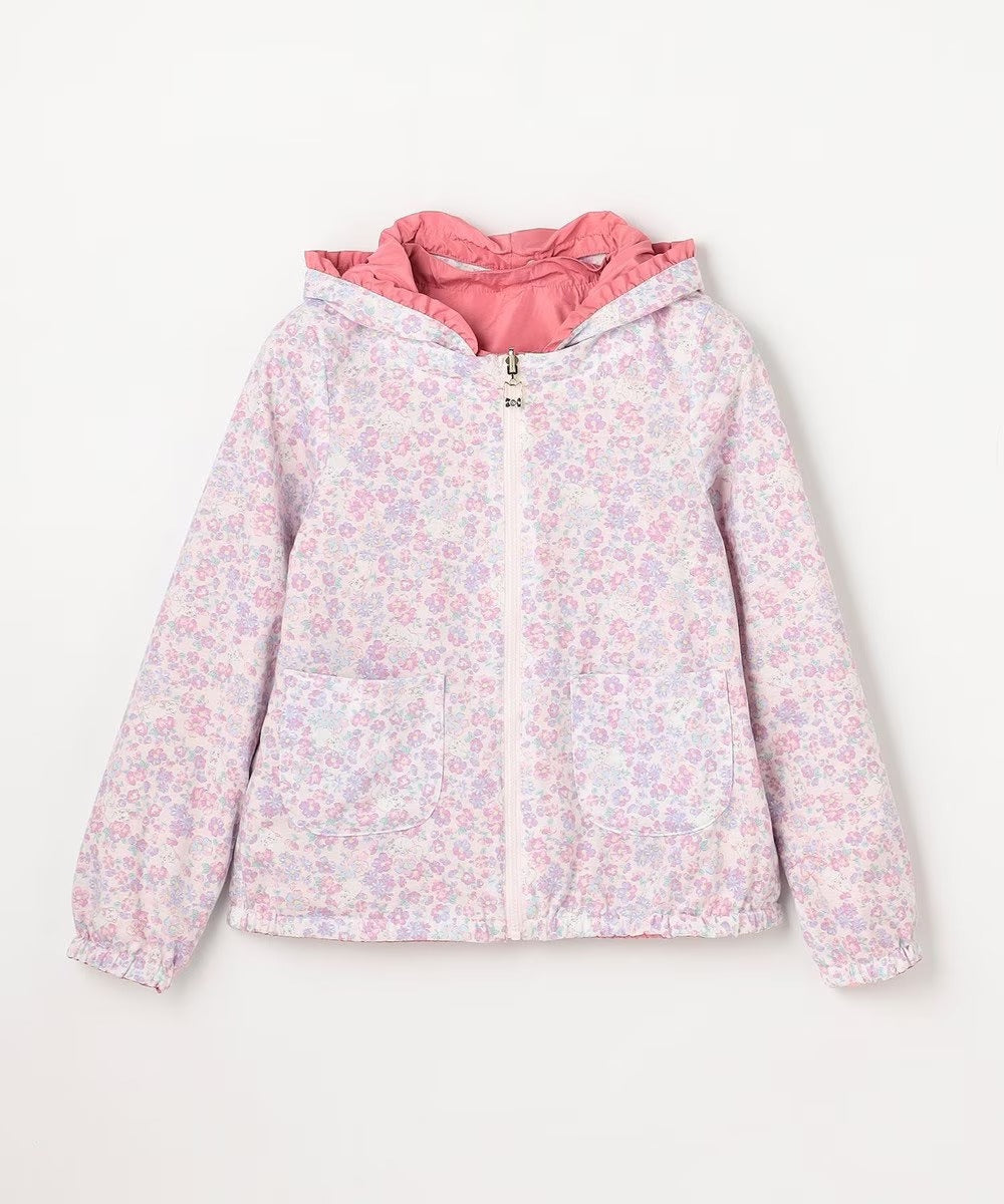 日本童裝 aF#a325 2Way 防水系列 雙面兩著 帽可拆 花邊風褸 100-150cm 女童款 春季 OUTERWEAR