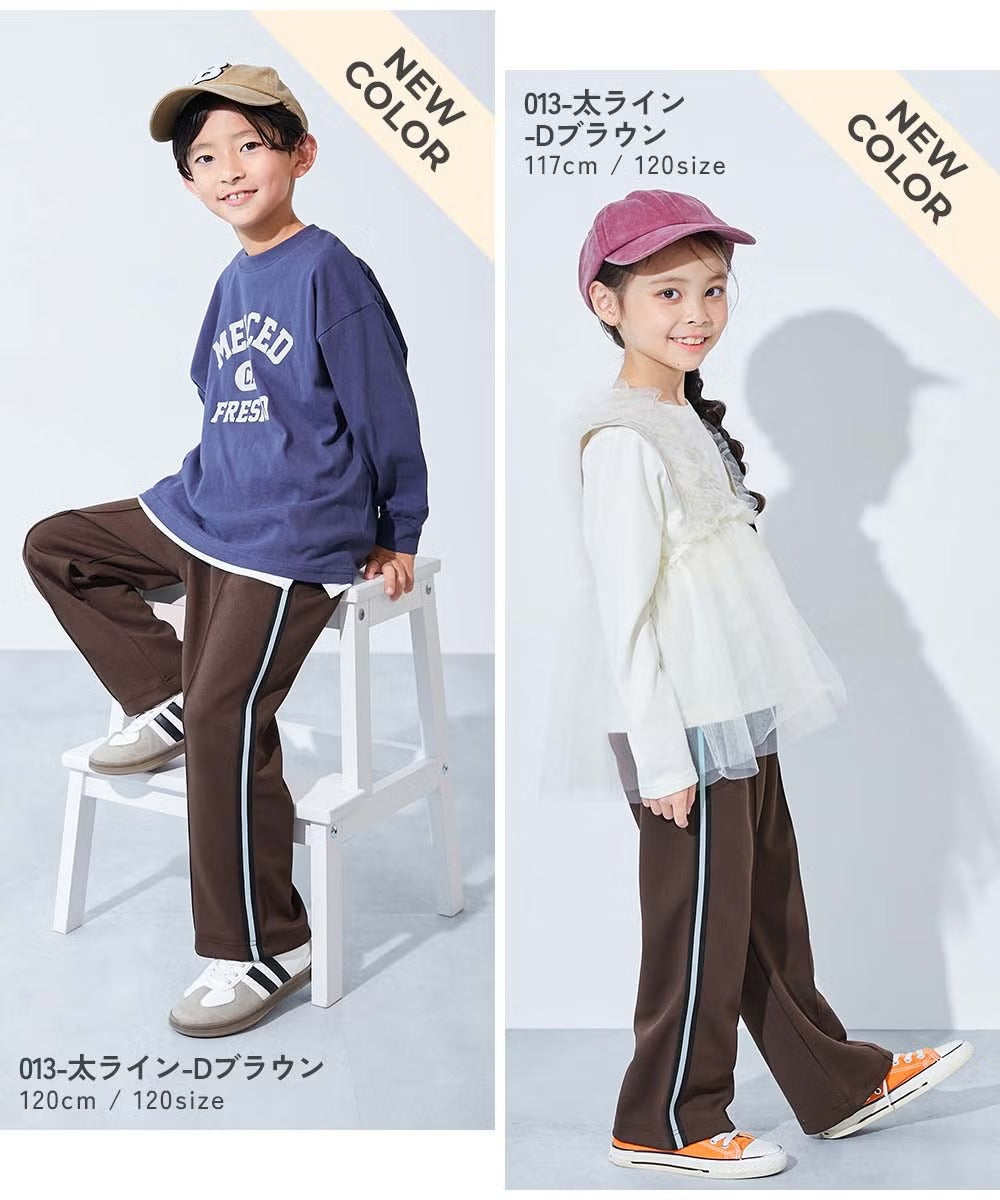 日本童裝 dev!rock 側邊條紋寬腿運動褲 100-160cm 男童款/女童款 秋季 PANTS