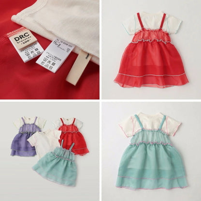 日本童裝 Branshes 透薄紗吊帶裙+短袖上衣套裝 100-150cm 女童款 夏季 TOPS DRESSES