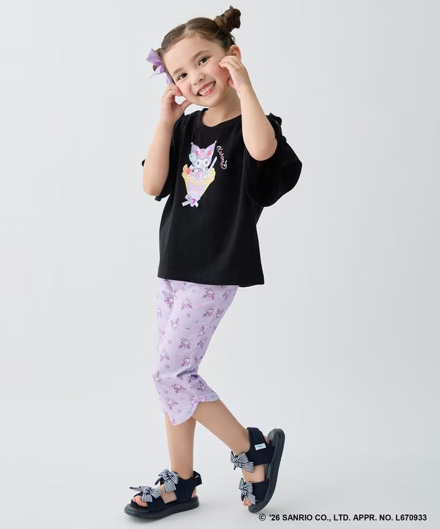 日本童裝 aF#a325 x Sanrio 接觸冷感 蝴蝶結七分褲 100-130cm 女童款 夏季 PANTS