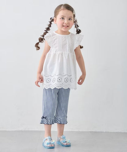 日本童裝 aF#a325 接觸冷感 花邊七分褲 90-140cm 女童款 夏季 PANTS