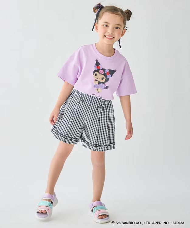 日本童裝 aF#a325 x Sanrio 接觸冷感 亮片圖案上衣 100-140cm 女童款 夏季 TOPS