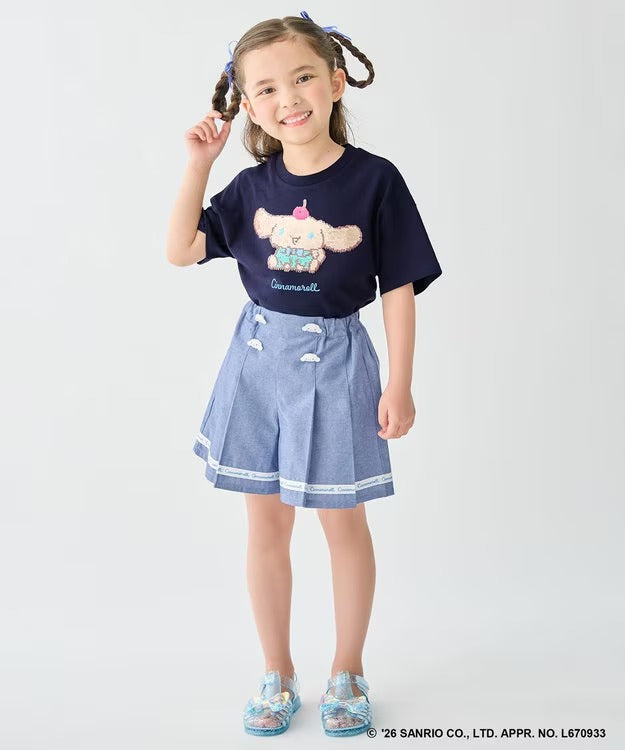 日本童裝 aF#a325 x Sanrio 圓弧鈕扣短褲 100-150cm 女童款 夏季 PANTS