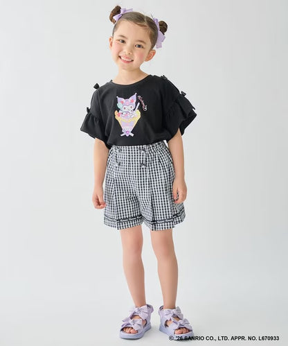 日本童裝 aF#a325 x Sanrio 接觸冷感 蝴蝶結花邊袖上衣 90-150cm 女童款 夏季 TOPS