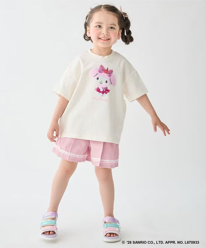 日本童裝 aF#a325 x Sanrio 接觸冷感 亮片圖案上衣 100-140cm 女童款 夏季 TOPS