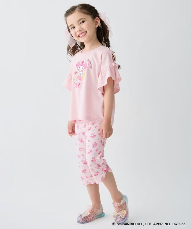 日本童裝 aF#a325 x Sanrio 接觸冷感 蝴蝶結七分褲 100-130cm 女童款 夏季 PANTS