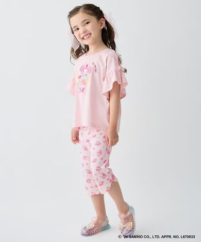 日本童裝 aF#a325 x Sanrio 接觸冷感 蝴蝶結七分褲 100-130cm 女童款 夏季 PANTS