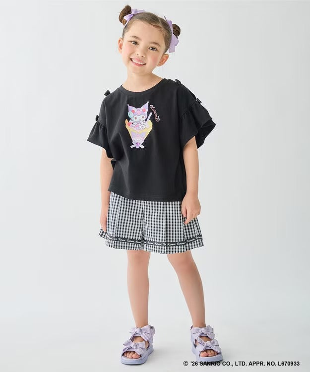 日本童裝 aF#a325 x Sanrio 接觸冷感 蝴蝶結花邊袖上衣 90-150cm 女童款 夏季 TOPS