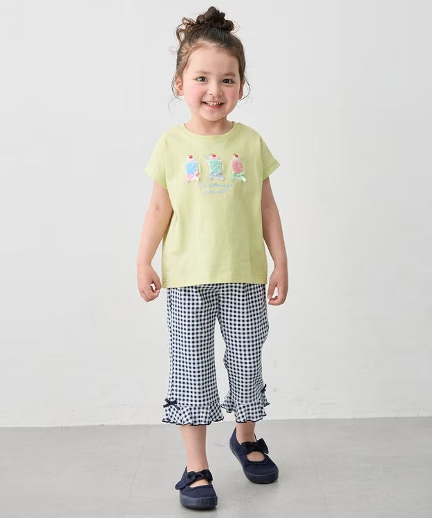 日本童裝 aF#a325 接觸冷感 花邊七分褲 90-140cm 女童款 夏季 PANTS