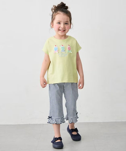 日本童裝 aF#a325 接觸冷感 花邊七分褲 90-140cm 女童款 夏季 PANTS