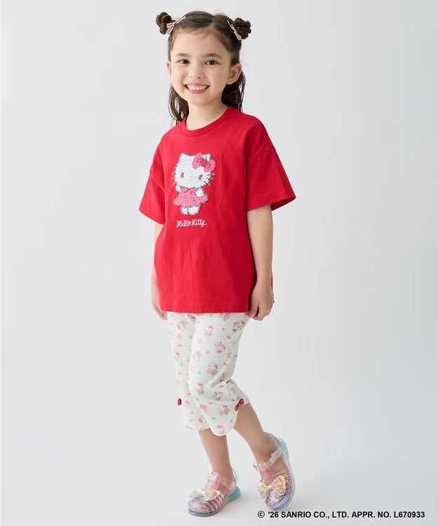 日本童裝 aF#a325 x Sanrio 接觸冷感 蝴蝶結七分褲 100-130cm 女童款 夏季 PANTS