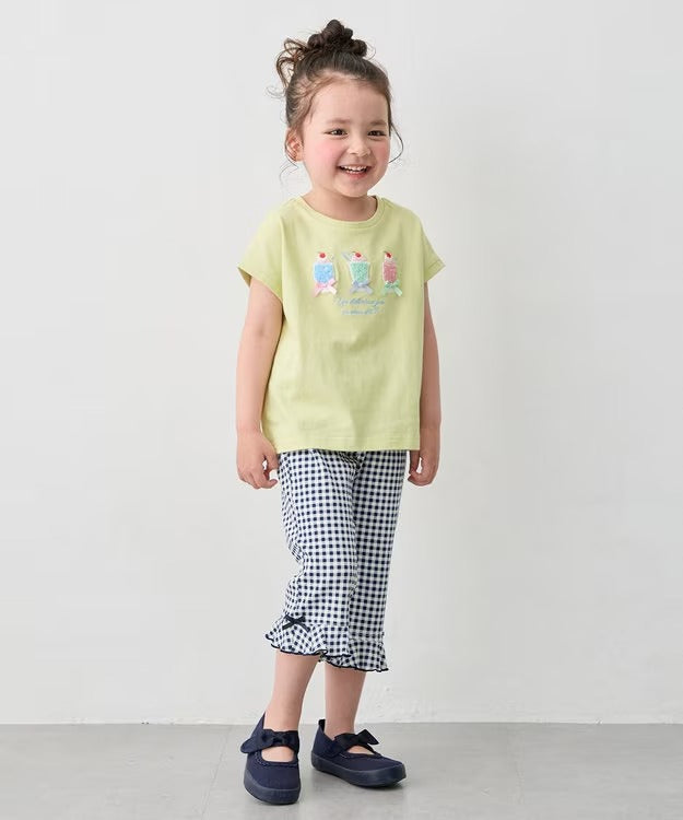 日本童裝 aF#a325 接觸冷感 花邊七分褲 90-140cm 女童款 夏季 PANTS