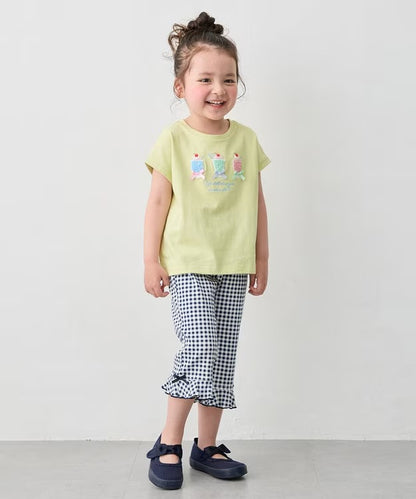 日本童裝 aF#a325 接觸冷感 花邊七分褲 90-140cm 女童款 夏季 PANTS