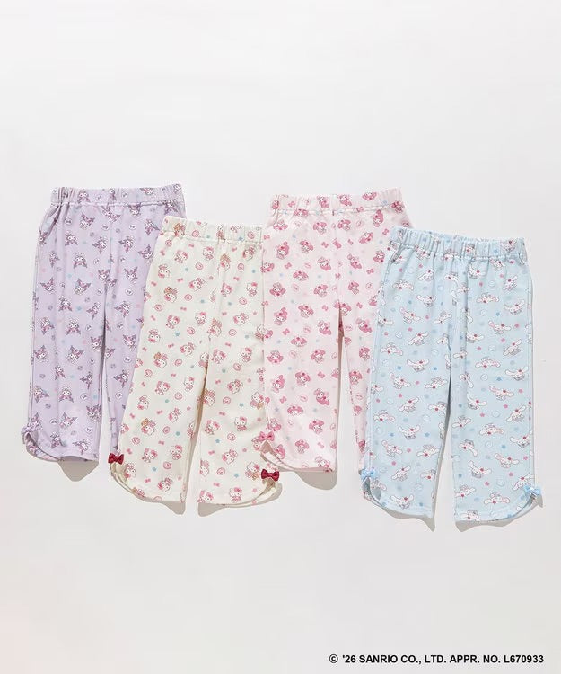 日本童裝 aF#a325 x Sanrio 接觸冷感 蝴蝶結七分褲 100-130cm 女童款 夏季 PANTS