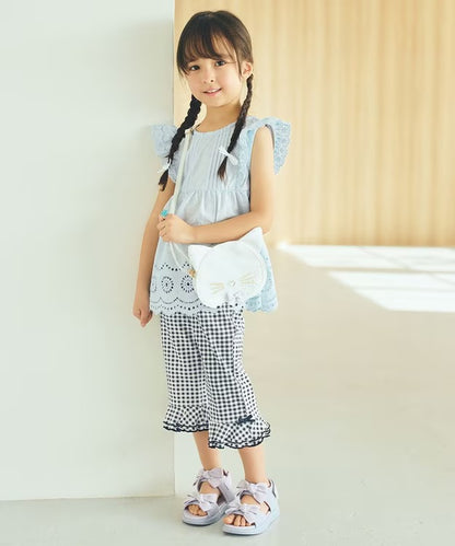 日本童裝 aF#a325 接觸冷感 花邊七分褲 90-140cm 女童款 夏季 PANTS