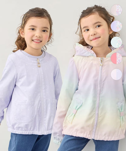 日本童裝 aF#a325 2Way 防水系列 雙面兩著 帽可拆 花邊風褸 100-150cm 女童款 春季 OUTERWEAR