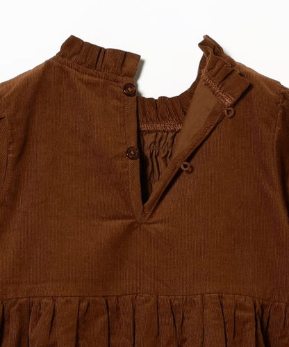 日本童裝 B:MING by BEAMS 燈芯絨皺褶連身裙 100-140cm 女童款 秋冬季 DRESSES