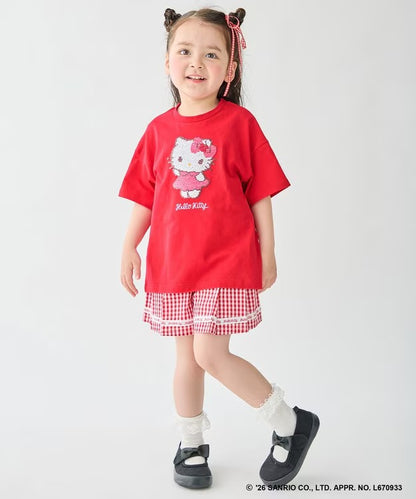 日本童裝 aF#a325 x Sanrio 接觸冷感 亮片圖案上衣 100-140cm 女童款 夏季 TOPS