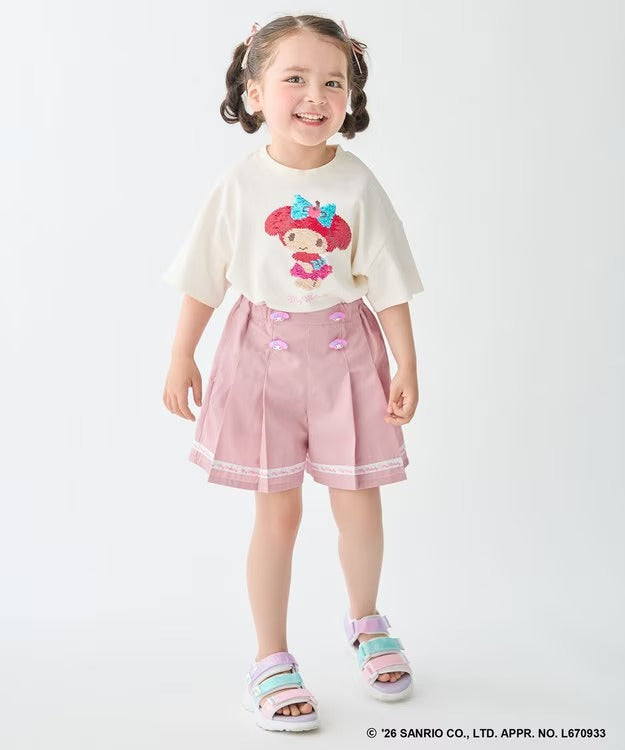 日本童裝 aF#a325 x Sanrio 圓弧鈕扣短褲 100-150cm 女童款 夏季 PANTS
