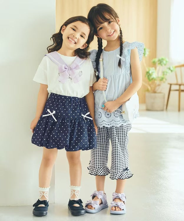 日本童裝 aF#a325 接觸冷感 2Way 水手領上衣 110-150cm 女童款 夏季 TOPS