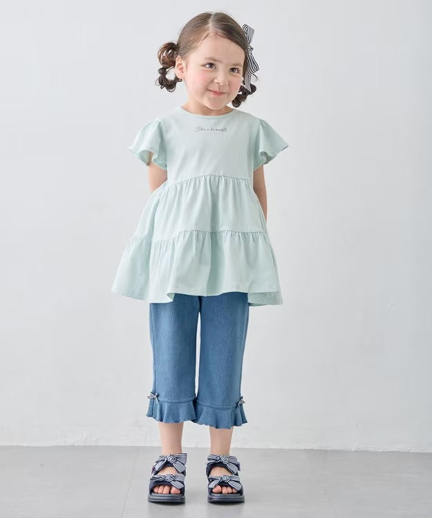 日本童裝 aF#a325 接觸冷感 花邊七分褲 90-140cm 女童款 夏季 PANTS