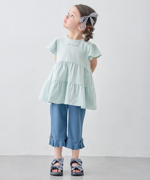 日本童裝 aF#a325 接觸冷感 花邊七分褲 90-140cm 女童款 夏季 PANTS