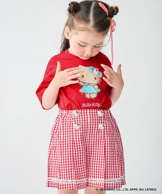 日本童裝 aF#a325 x Sanrio 接觸冷感 亮片圖案上衣 100-140cm 女童款 夏季 TOPS