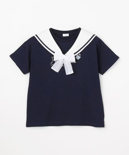 日本童裝 aF#a325 接觸冷感 2Way 水手領上衣 110-150cm 女童款 夏季 TOPS