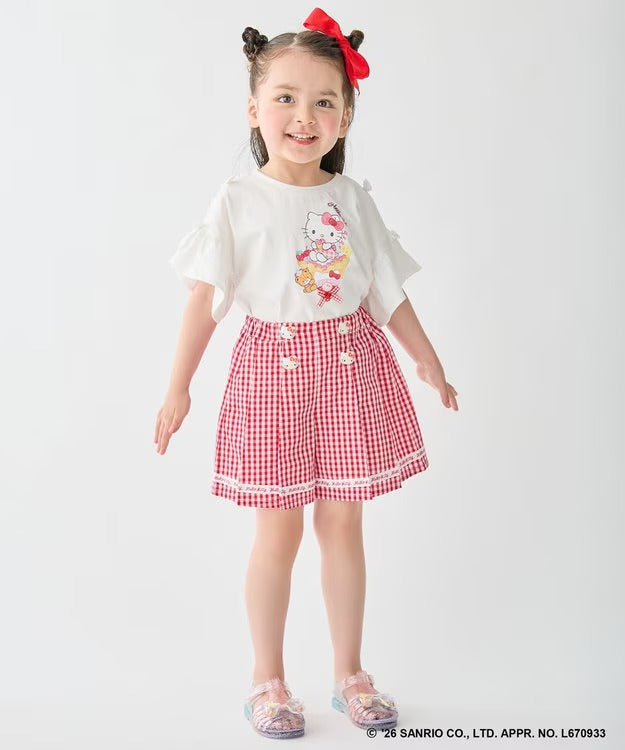 日本童裝 aF#a325 x Sanrio 圓弧鈕扣短褲 100-150cm 女童款 夏季 PANTS