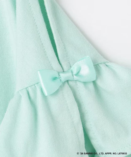 日本童裝 aF#a325 x Sanrio 接觸冷感 蝴蝶結花邊袖上衣 90-150cm 女童款 夏季 TOPS