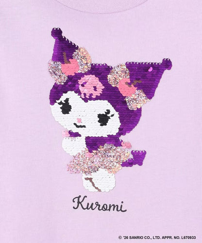 日本童裝 aF#a325 x Sanrio 接觸冷感 亮片圖案上衣 100-140cm 女童款 夏季 TOPS