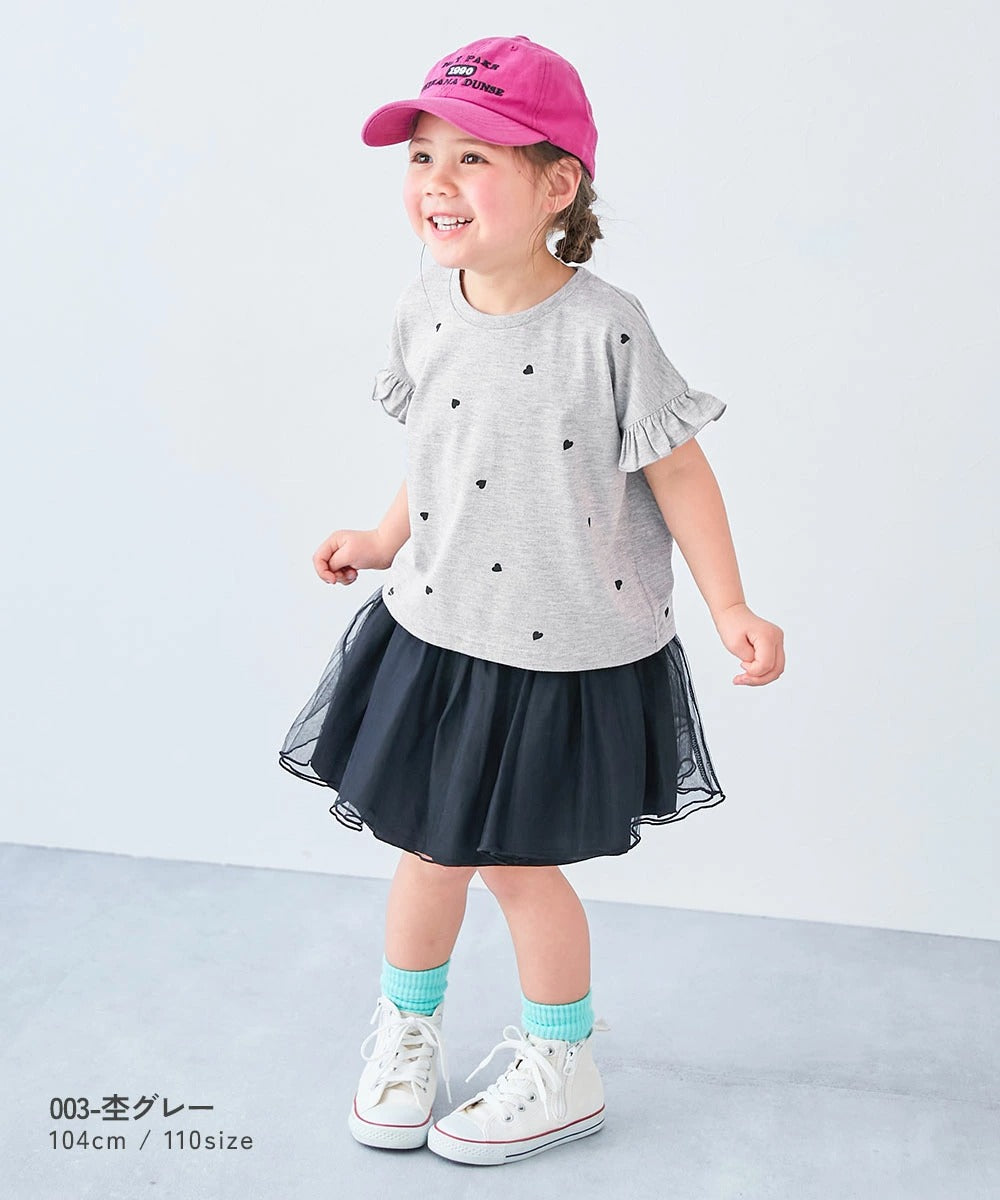 日本童裝 dev!rock 心型印花荷葉邊袖上衣 100-160cm 女童款 夏季 TOPS