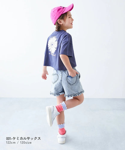 日本童裝 dev!rock 心型口袋荷葉邊牛仔短褲 100-160cm 女童款 PANTS 夏季