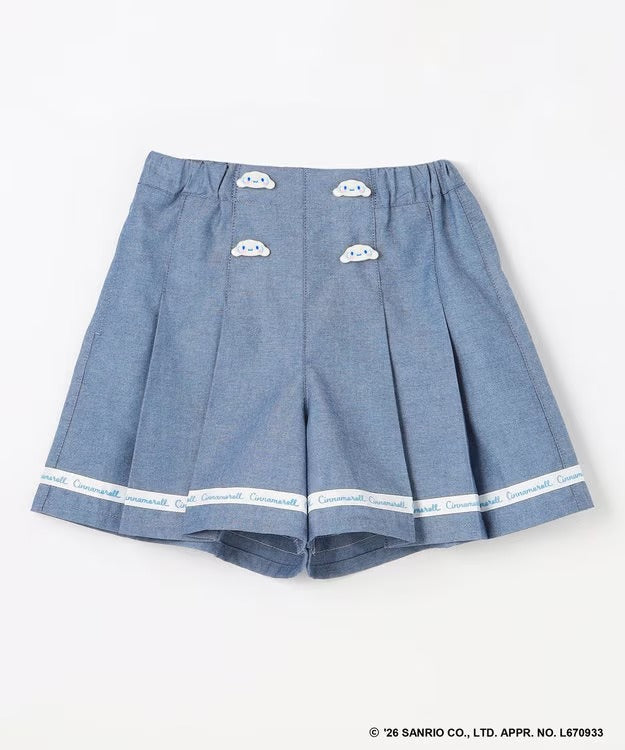 日本童裝 aF#a325 x Sanrio 圓弧鈕扣短褲 100-150cm 女童款 夏季 PANTS